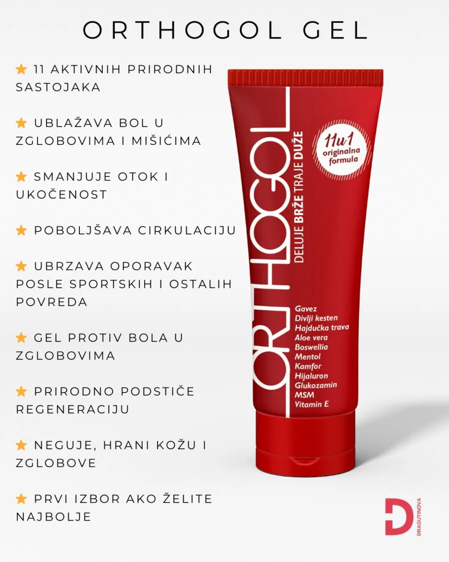Orthogol gel za otok bol i ukočenost zgloba, krema za sportske povrede, artritis